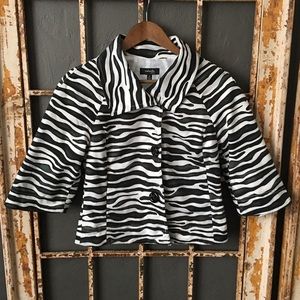 Rafealla Zebra Print 3/4 Sleeve Jacket Size SP